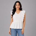 Vanilla ruffle top