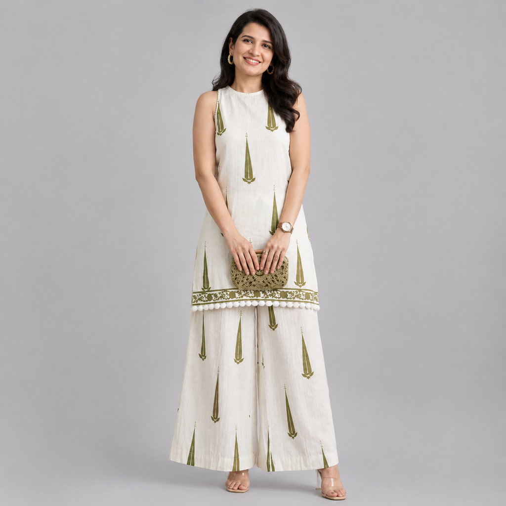Sage Motif Kurta Set