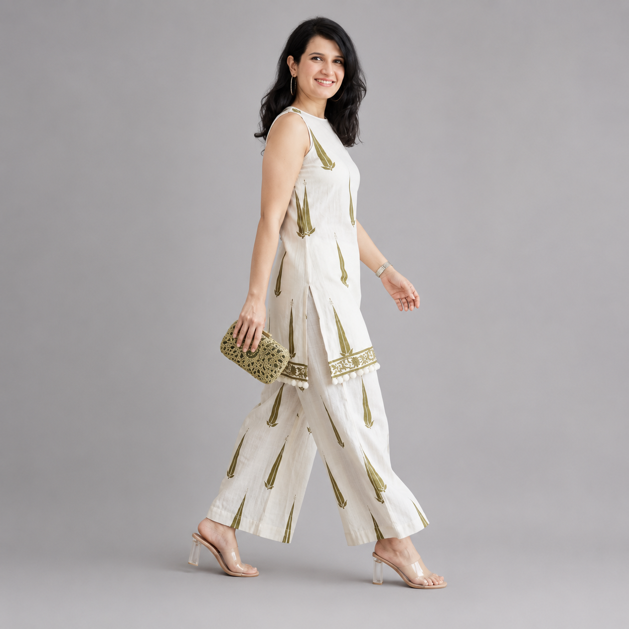 Sage Motif Kurta Set