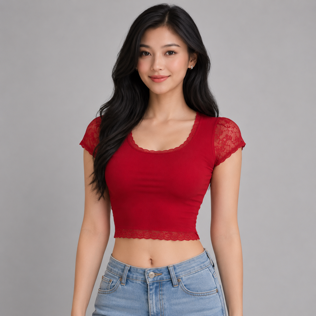 Scarlet Lace Crop Top