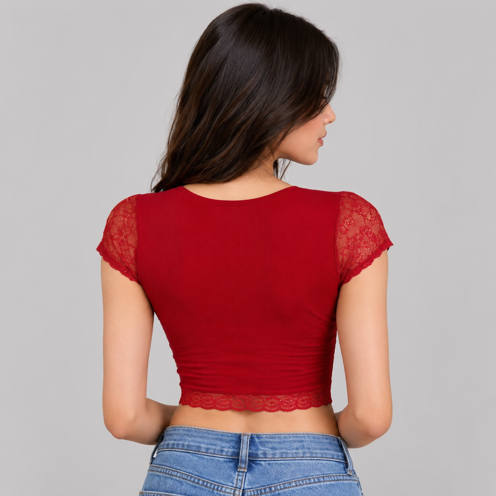 Scarlet Lace Crop Top
