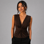 Mocha Twist Drape Top