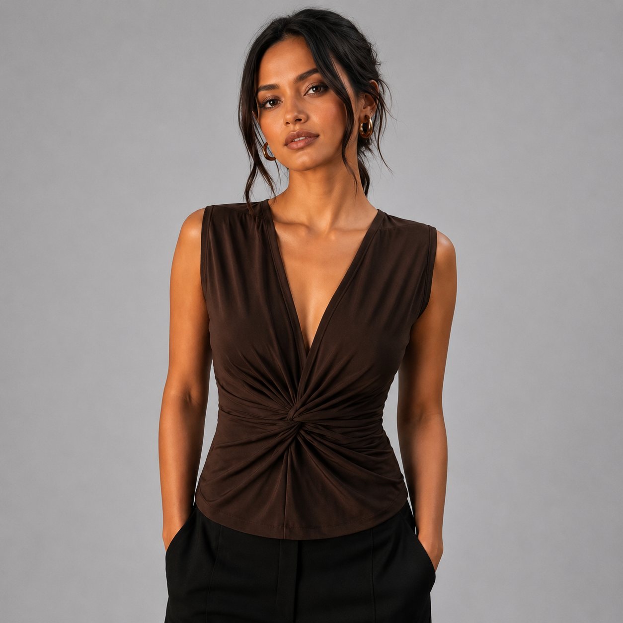 Mocha Twist Drape Top