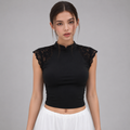 Midnight Lace Mock Neck Top