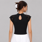 Midnight Lace Mock Neck Top