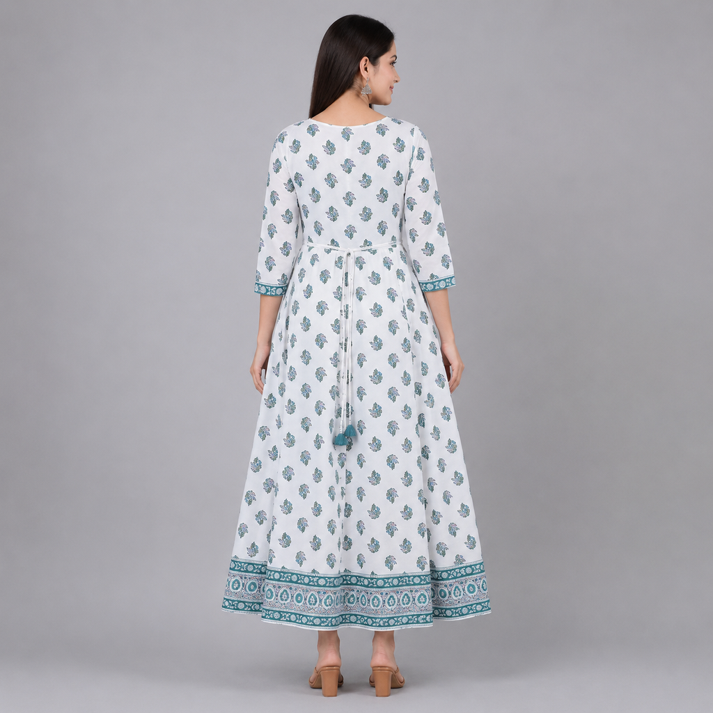Aqua Bloom Anarkali Kurti