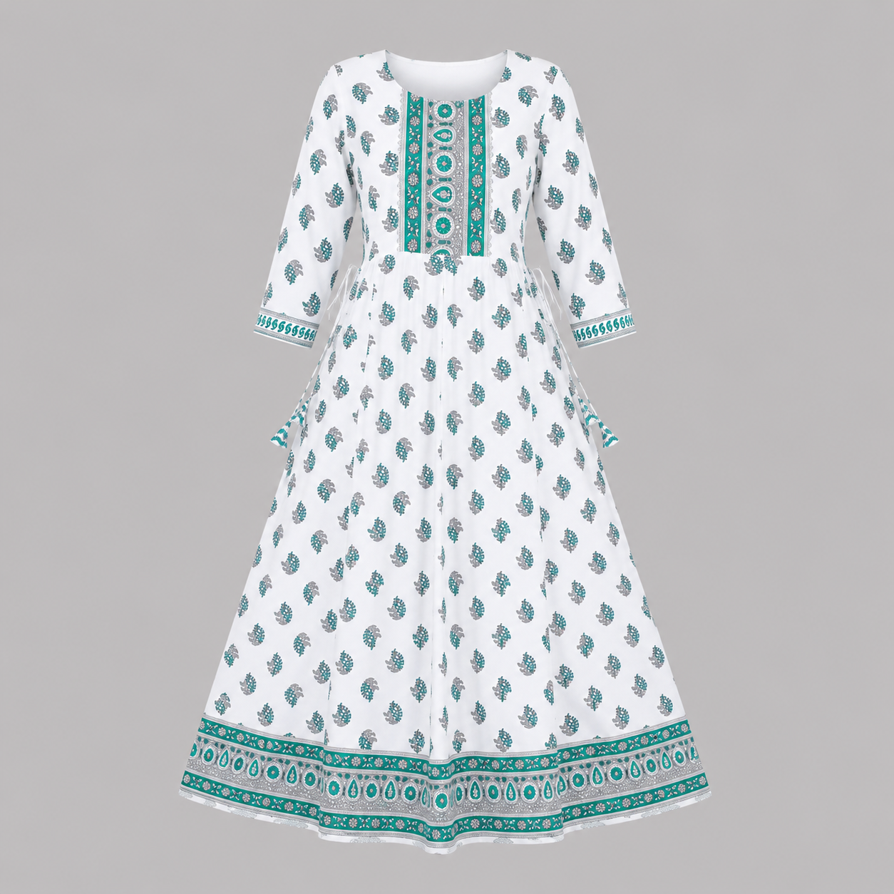 Aqua Bloom Anarkali Kurti