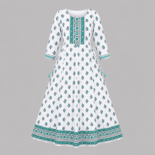 Aqua Bloom Anarkali Kurti