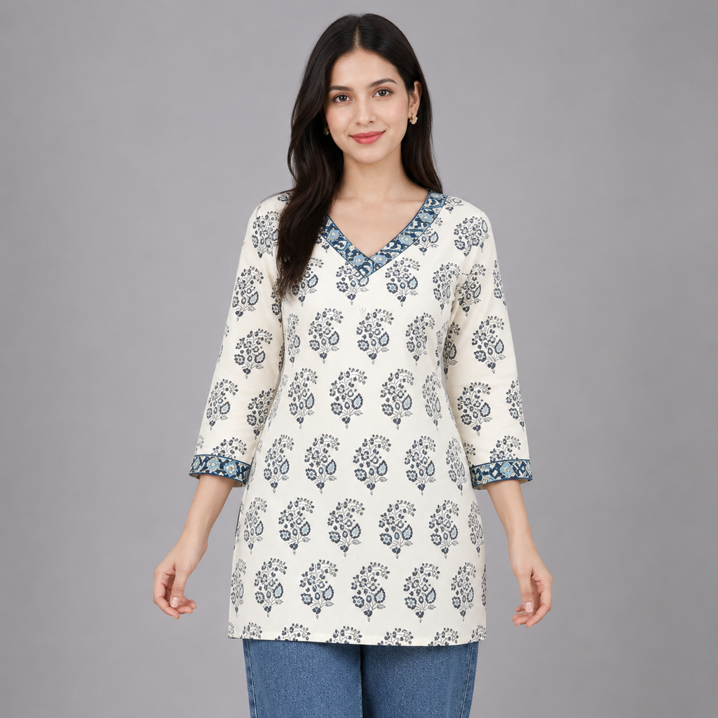 Ivory Bloom Short Kurti