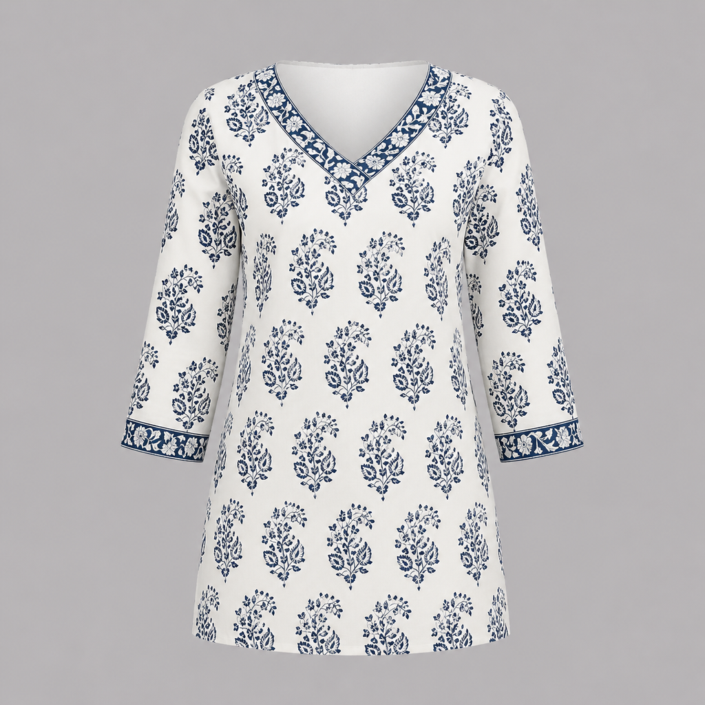 Ivory Bloom Short Kurti