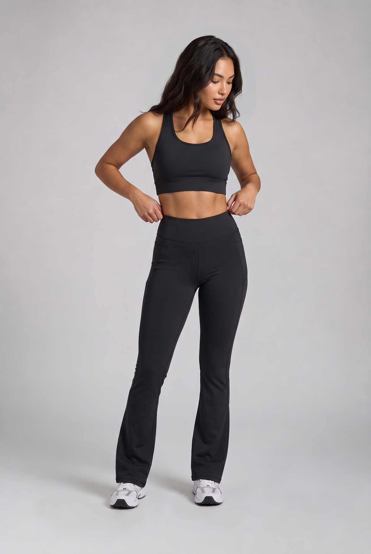 Midnight Black Cross Back Flare Co-ord Set